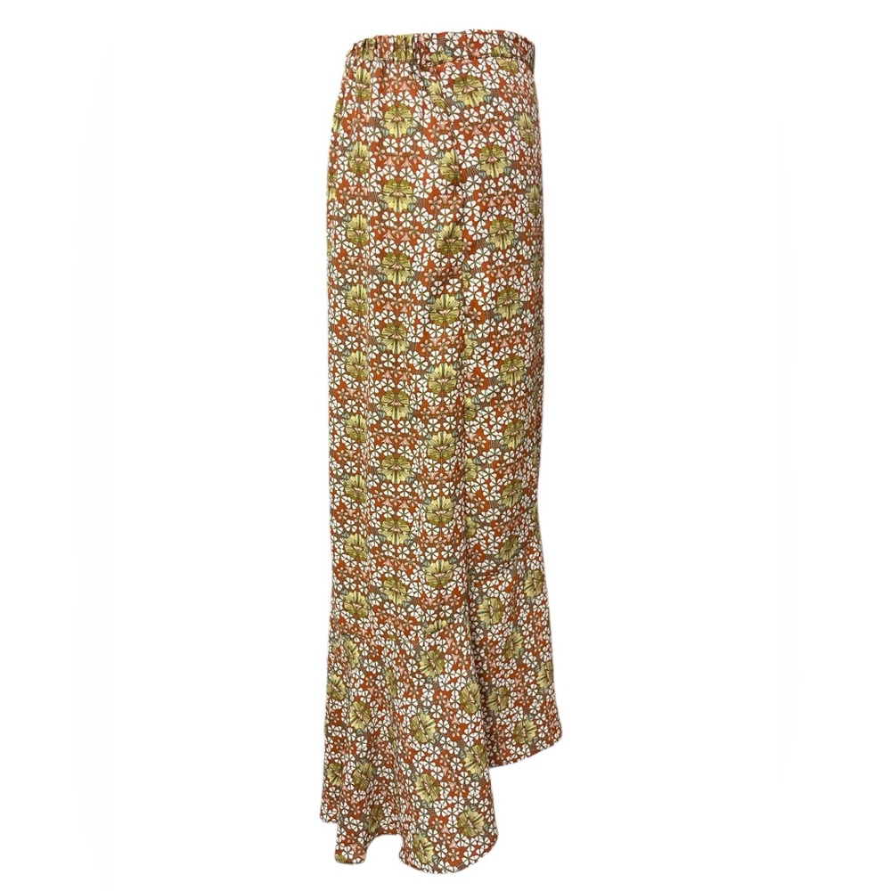 Max Studio Floral Faux Wrap Midi Skirt XL Ruffle High Low Hem Side Tie NWT - Picture 5 of 10